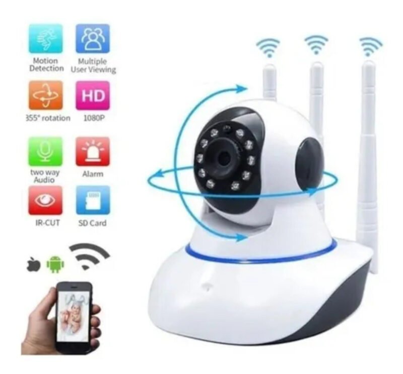 Cámara de Seguridad WiFi Inteligente de 3 Antenas con Visión Nocturna